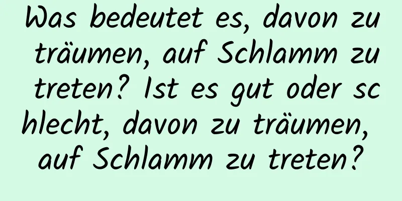 Was bedeutet es, davon zu träumen, auf Schlamm zu treten? Ist es gut oder schlecht, davon zu träumen, auf Schlamm zu treten?