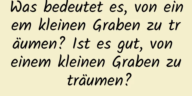 Was bedeutet es, von einem kleinen Graben zu träumen? Ist es gut, von einem kleinen Graben zu träumen?