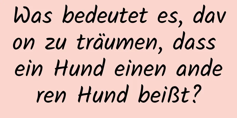 Was bedeutet es, davon zu träumen, dass ein Hund einen anderen Hund beißt?