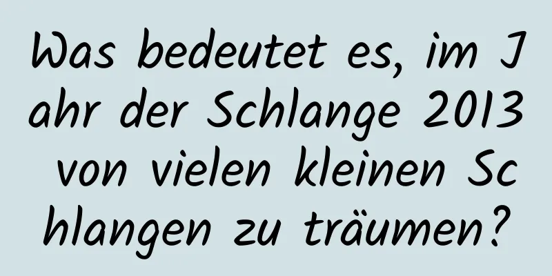 Was bedeutet es, im Jahr der Schlange 2013 von vielen kleinen Schlangen zu träumen?