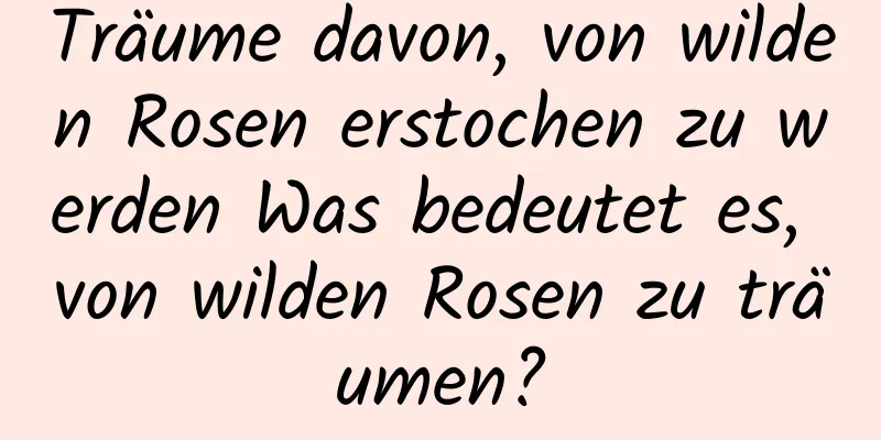 Träume davon, von wilden Rosen erstochen zu werden Was bedeutet es, von wilden Rosen zu träumen?