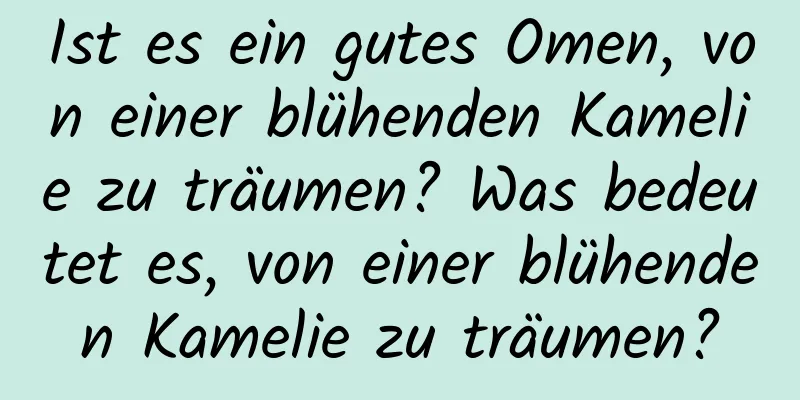 Ist es ein gutes Omen, von einer blühenden Kamelie zu träumen? Was bedeutet es, von einer blühenden Kamelie zu träumen?