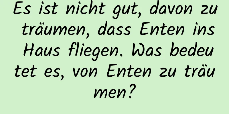 Es ist nicht gut, davon zu träumen, dass Enten ins Haus fliegen. Was bedeutet es, von Enten zu träumen?