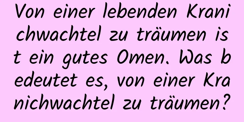 Von einer lebenden Kranichwachtel zu träumen ist ein gutes Omen. Was bedeutet es, von einer Kranichwachtel zu träumen?