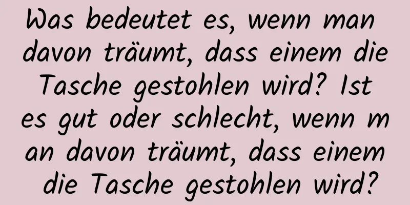 Was bedeutet es, wenn man davon träumt, dass einem die Tasche gestohlen wird? Ist es gut oder schlecht, wenn man davon träumt, dass einem die Tasche gestohlen wird?