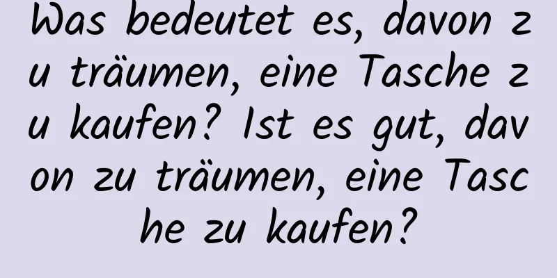 Was bedeutet es, davon zu träumen, eine Tasche zu kaufen? Ist es gut, davon zu träumen, eine Tasche zu kaufen?