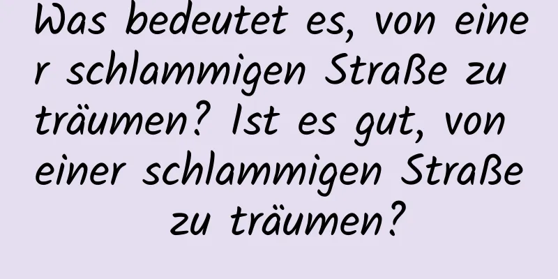 Was bedeutet es, von einer schlammigen Straße zu träumen? Ist es gut, von einer schlammigen Straße zu träumen?