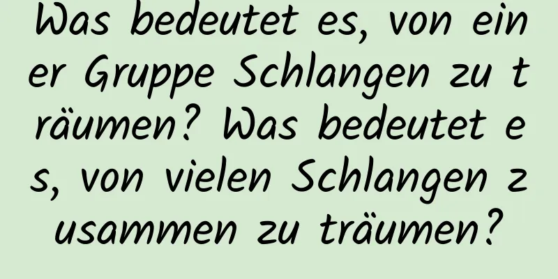 Was bedeutet es, von einer Gruppe Schlangen zu träumen? Was bedeutet es, von vielen Schlangen zusammen zu träumen?