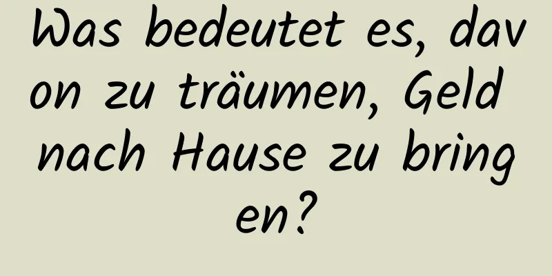 Was bedeutet es, davon zu träumen, Geld nach Hause zu bringen?