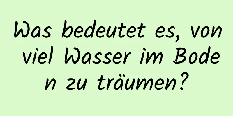 Was bedeutet es, von viel Wasser im Boden zu träumen?