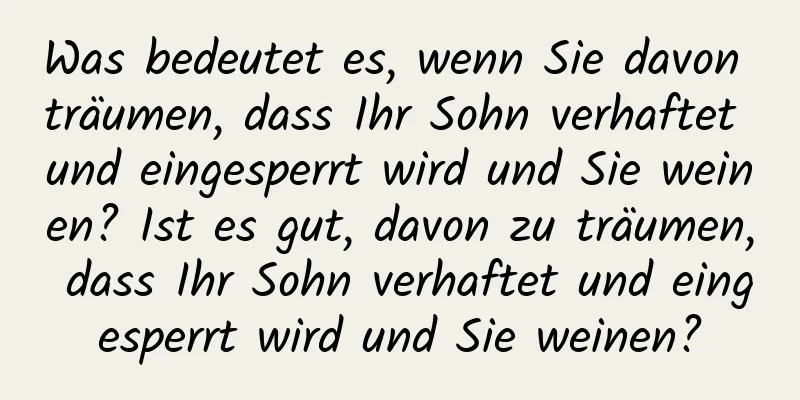 Was bedeutet es, wenn Sie davon träumen, dass Ihr Sohn verhaftet und eingesperrt wird und Sie weinen? Ist es gut, davon zu träumen, dass Ihr Sohn verhaftet und eingesperrt wird und Sie weinen?