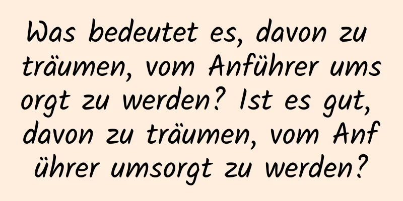 Was bedeutet es, davon zu träumen, vom Anführer umsorgt zu werden? Ist es gut, davon zu träumen, vom Anführer umsorgt zu werden?