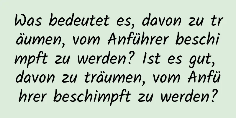 Was bedeutet es, davon zu träumen, vom Anführer beschimpft zu werden? Ist es gut, davon zu träumen, vom Anführer beschimpft zu werden?