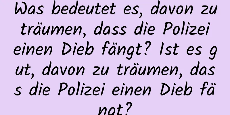 Was bedeutet es, davon zu träumen, dass die Polizei einen Dieb fängt? Ist es gut, davon zu träumen, dass die Polizei einen Dieb fängt?