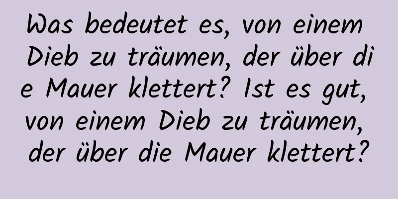 Was bedeutet es, von einem Dieb zu träumen, der über die Mauer klettert? Ist es gut, von einem Dieb zu träumen, der über die Mauer klettert?