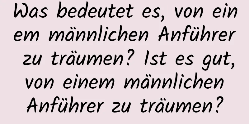 Was bedeutet es, von einem männlichen Anführer zu träumen? Ist es gut, von einem männlichen Anführer zu träumen?