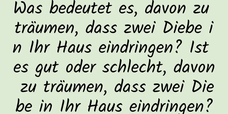 Was bedeutet es, davon zu träumen, dass zwei Diebe in Ihr Haus eindringen? Ist es gut oder schlecht, davon zu träumen, dass zwei Diebe in Ihr Haus eindringen?