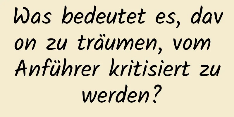 Was bedeutet es, davon zu träumen, vom Anführer kritisiert zu werden?