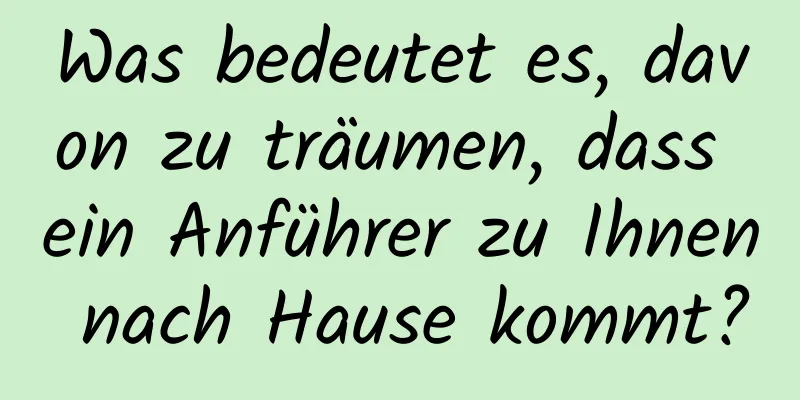 Was bedeutet es, davon zu träumen, dass ein Anführer zu Ihnen nach Hause kommt?