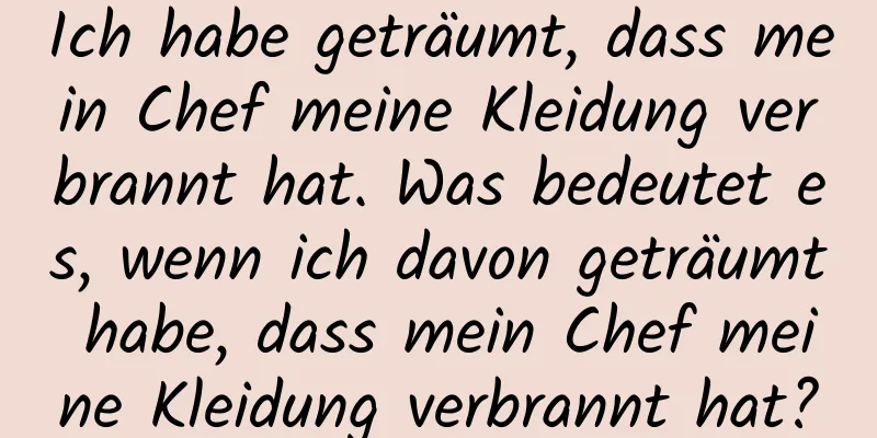 Ich habe geträumt, dass mein Chef meine Kleidung verbrannt hat. Was bedeutet es, wenn ich davon geträumt habe, dass mein Chef meine Kleidung verbrannt hat?