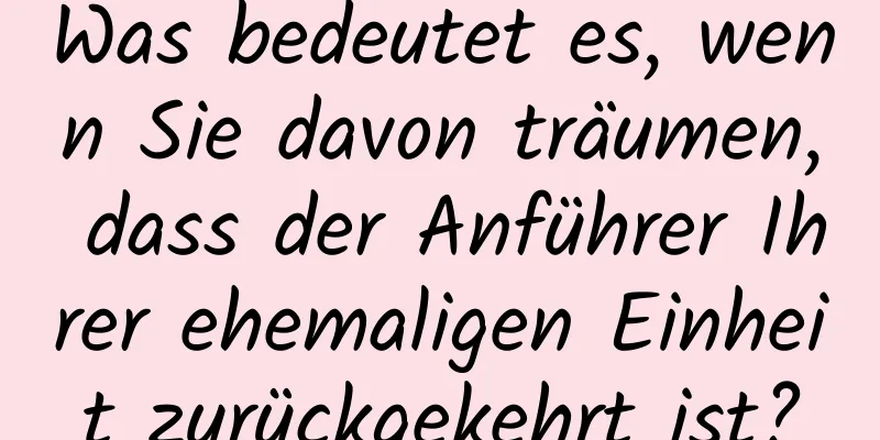 Was bedeutet es, wenn Sie davon träumen, dass der Anführer Ihrer ehemaligen Einheit zurückgekehrt ist?