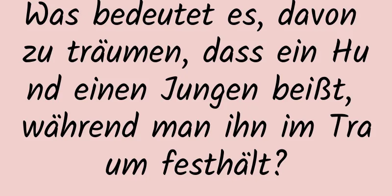 Was bedeutet es, davon zu träumen, dass ein Hund einen Jungen beißt, während man ihn im Traum festhält?