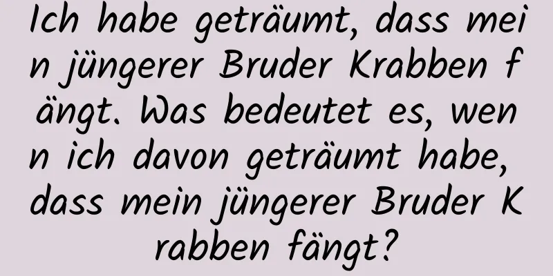 Ich habe geträumt, dass mein jüngerer Bruder Krabben fängt. Was bedeutet es, wenn ich davon geträumt habe, dass mein jüngerer Bruder Krabben fängt?