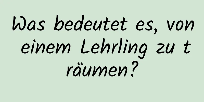 Was bedeutet es, von einem Lehrling zu träumen?