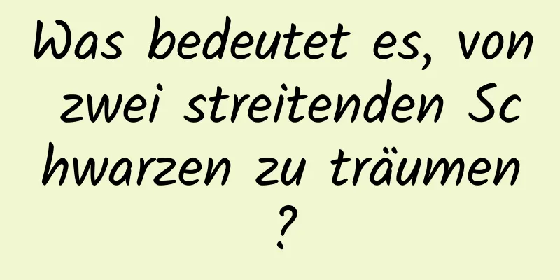 Was bedeutet es, von zwei streitenden Schwarzen zu träumen?