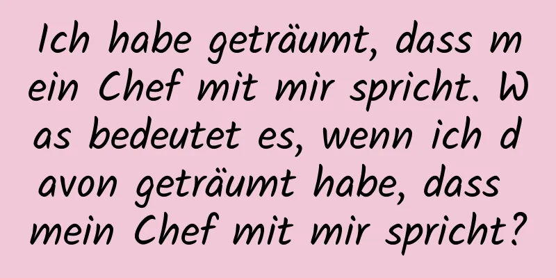 Ich habe geträumt, dass mein Chef mit mir spricht. Was bedeutet es, wenn ich davon geträumt habe, dass mein Chef mit mir spricht?