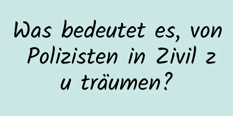 Was bedeutet es, von Polizisten in Zivil zu träumen?