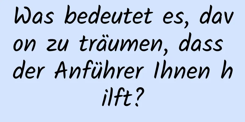 Was bedeutet es, davon zu träumen, dass der Anführer Ihnen hilft?