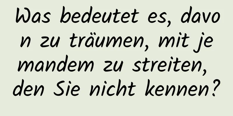 Was bedeutet es, davon zu träumen, mit jemandem zu streiten, den Sie nicht kennen?