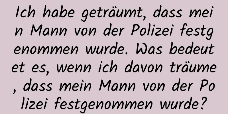 Ich habe geträumt, dass mein Mann von der Polizei festgenommen wurde. Was bedeutet es, wenn ich davon träume, dass mein Mann von der Polizei festgenommen wurde?