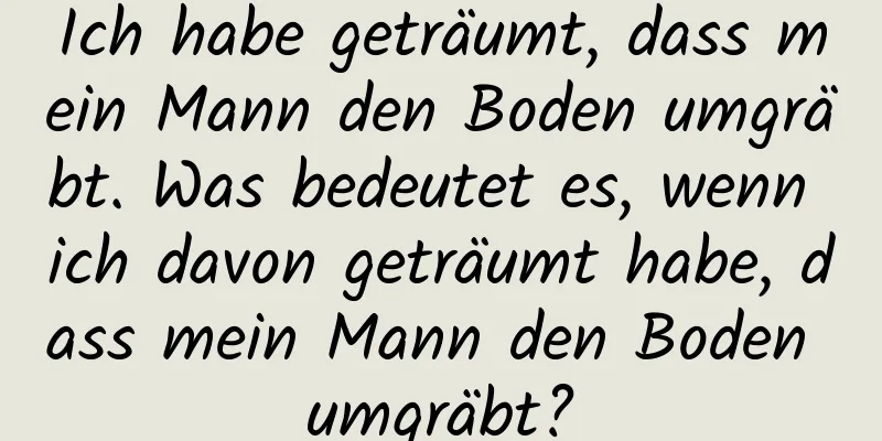 Ich habe geträumt, dass mein Mann den Boden umgräbt. Was bedeutet es, wenn ich davon geträumt habe, dass mein Mann den Boden umgräbt?